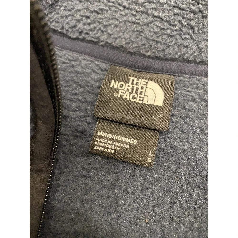 The North Face Large Mens Full Zip Fleece Jacket Navy Blue 100% Polyester Size L